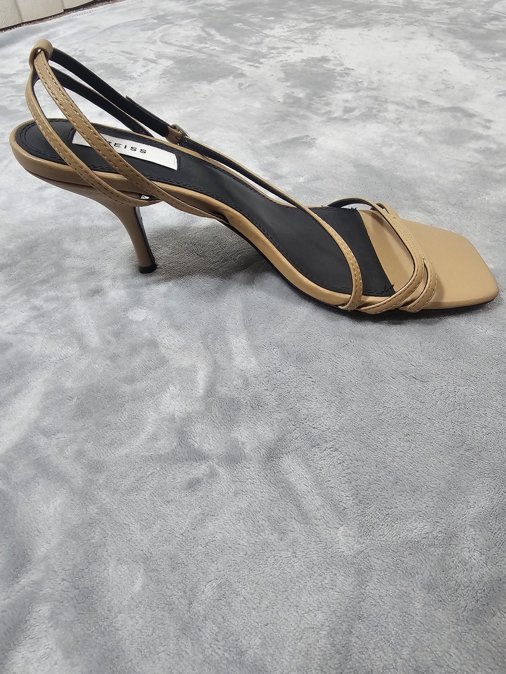 REISS Tan Strappy Square-Toe Sandals Sz 39 - Picture 3 of 12